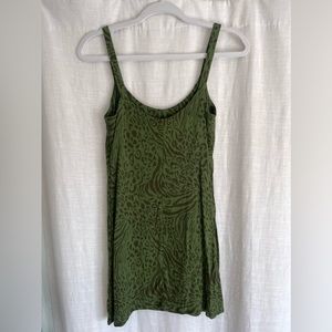 Reformation green animal print mini dress size 0
